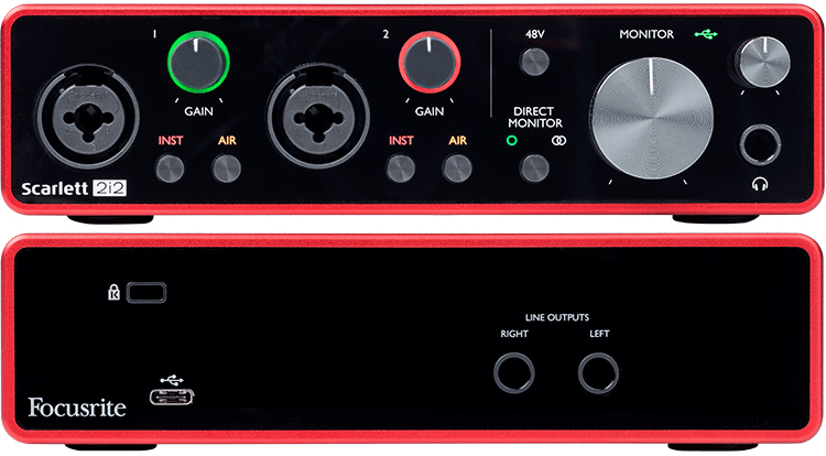 Focusrite Scarlett 2i2, USB audio interface